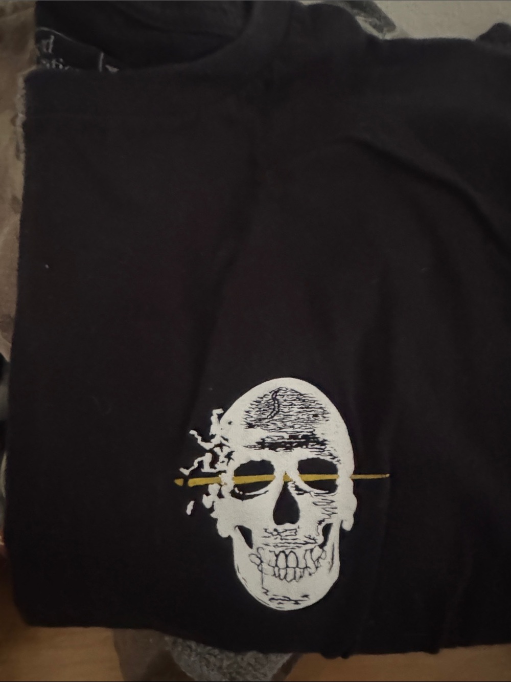 Black Short Sleeve Tee with Skull Graphic
